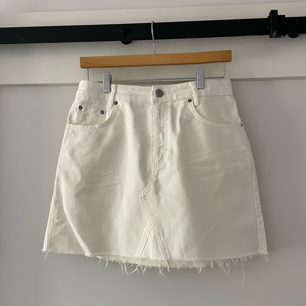 BDG white jean skirt